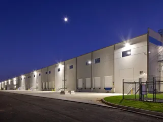 Loading court and dock doors